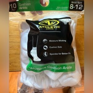 Athletic Works Women's Cushion Ankle Socks - White Size 8-10 (10 Pack)